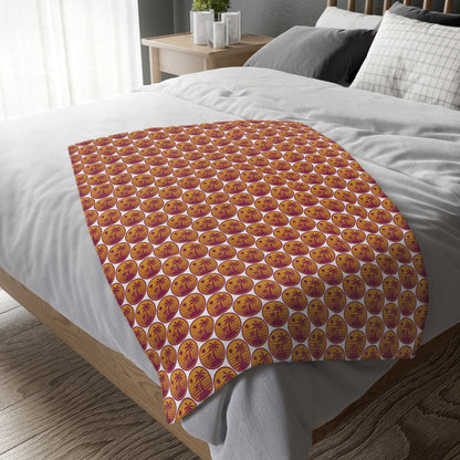 Celestial Pumpkin Pattern Blanket — Cozy Halloween Velveteen Throw