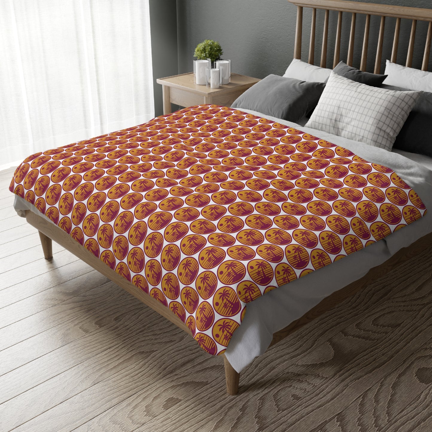 Celestial Pumpkin Pattern Blanket — Cozy Halloween Velveteen Throw