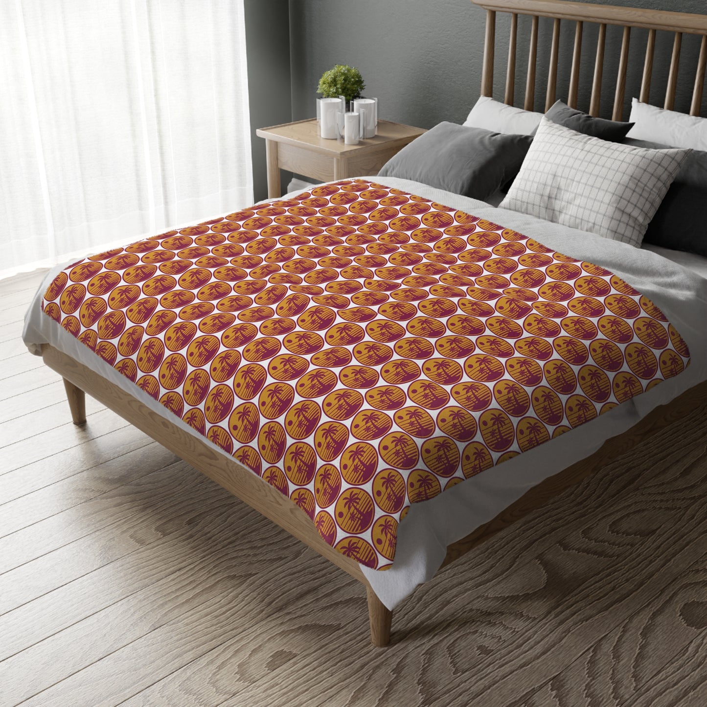 Celestial Pumpkin Pattern Blanket — Cozy Halloween Velveteen Throw