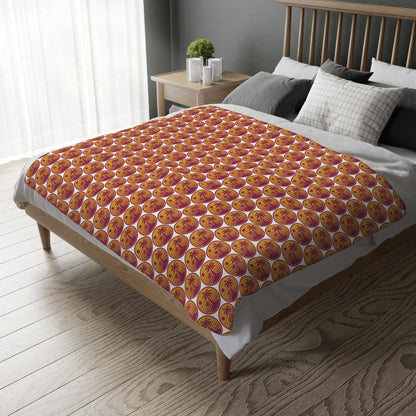 Celestial Pumpkin Pattern Blanket — Cozy Halloween Velveteen Throw